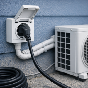 Outdoor wall outlet for air conditioner power connection